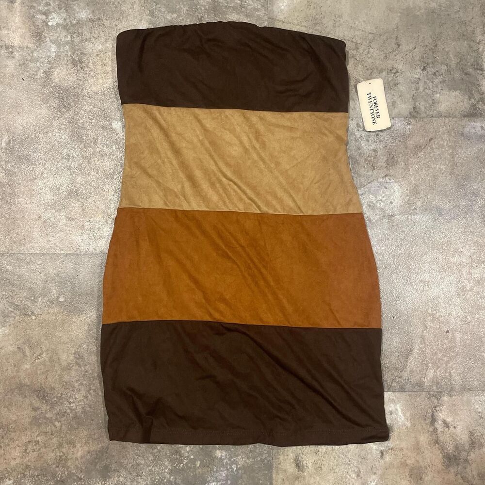 vintage y2k forever 21 nude faux suede tube top dress size small